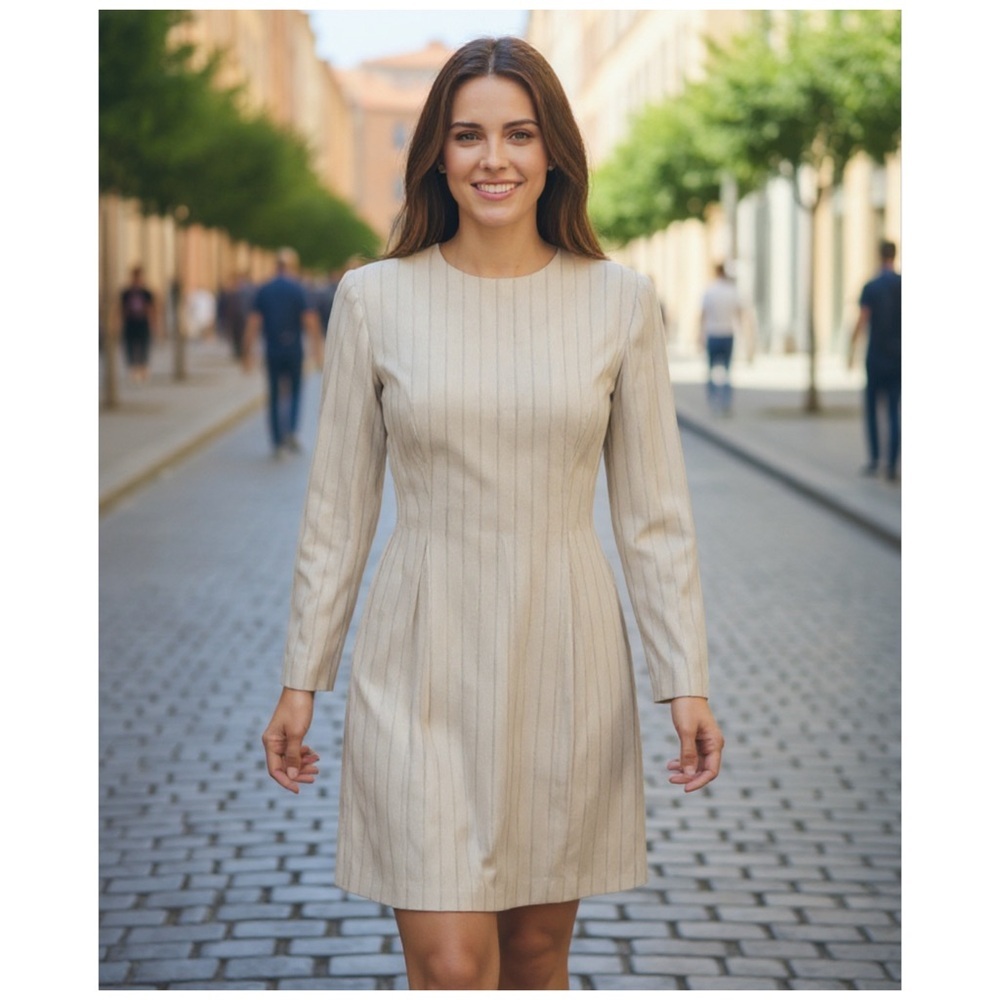 Paniz  New York wool Pinstripe Sheath  Dress 8